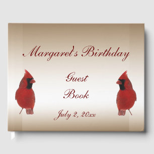 D'or Red Cardinal Bird Anniversaire Party Livre d'invit
