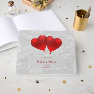 D'or Red Heart Balloons Mariage Livre d'invité