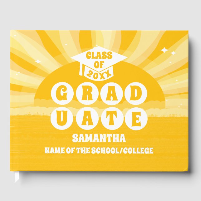 D'or Retro Sunshine Graduation Livre d'invité (Recto)