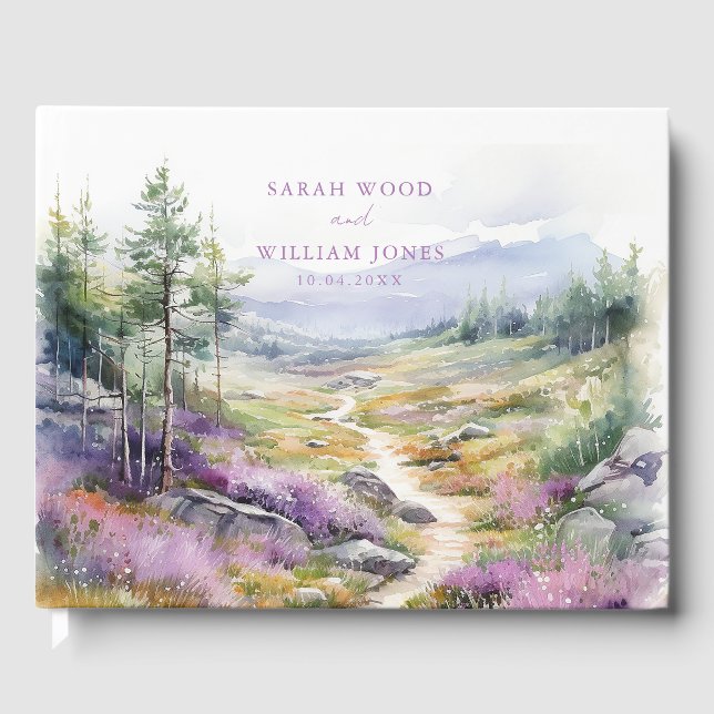 D'or Romantique violet fleurs sauvages Mariage Livre d' (Recto)