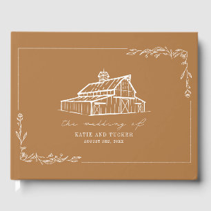 D'or Rustic Barn Goldenrod Farm Mariage Livre d'invité