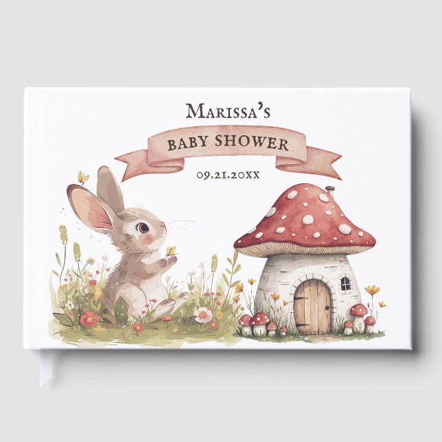 D'or Rustic Bunny Baby shower Livre d'Invité (Recto)
