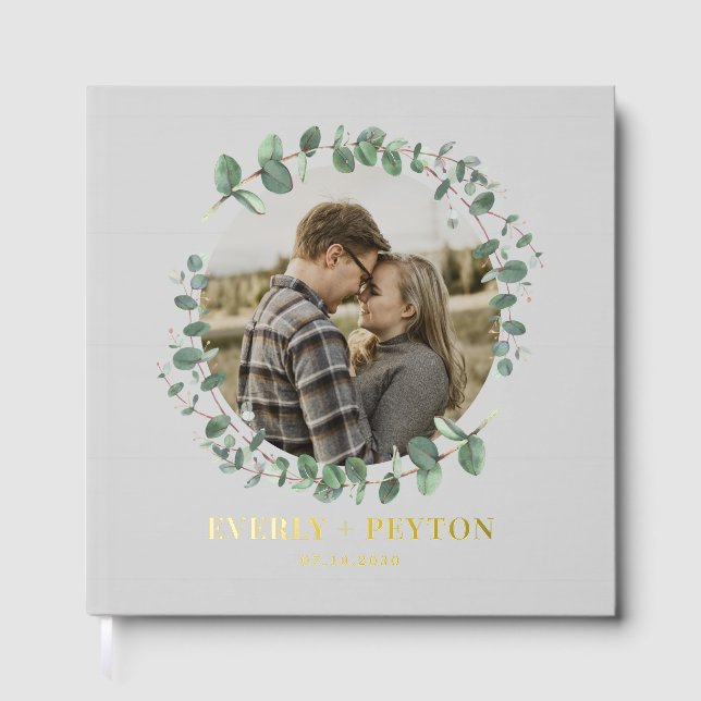 D'or Rustic Green Foil Mariage Livre d'invité (Recto)