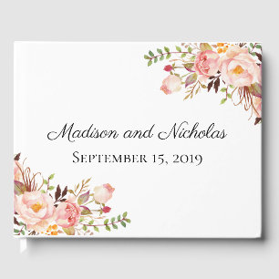 D'or Rustic Rose Floral Mariage Livre d'invité