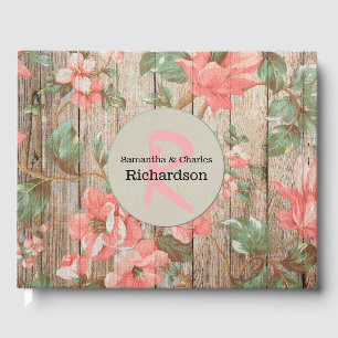D'or Rustic Spring Blooms Livre d'invité Mariage