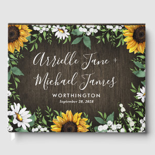 D'or Rustic Sunflower Country Daisy Mariage livre d'hôt