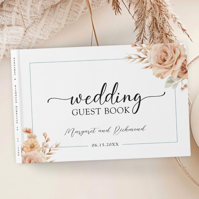 D'or Rustic Terracotta Rose Floral Mariage Livre d'invi (Créateur téléchargé)