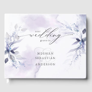 D'or Rustic Violet Foliage Mariage Livre d'invité