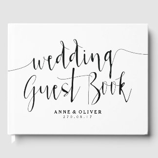 D'or Rustique Mariage livre d'hôtes noir et blanc