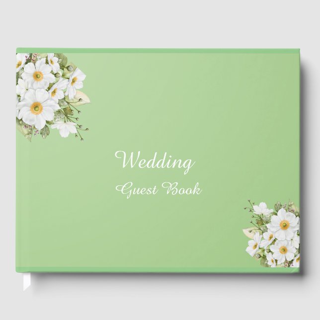 D'or Sage Green Anemone Love : Livre d'invité Mariage (Recto)
