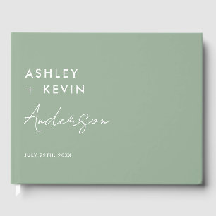 D'or Sage Green Minimalist Mariage Se connecter Livre d