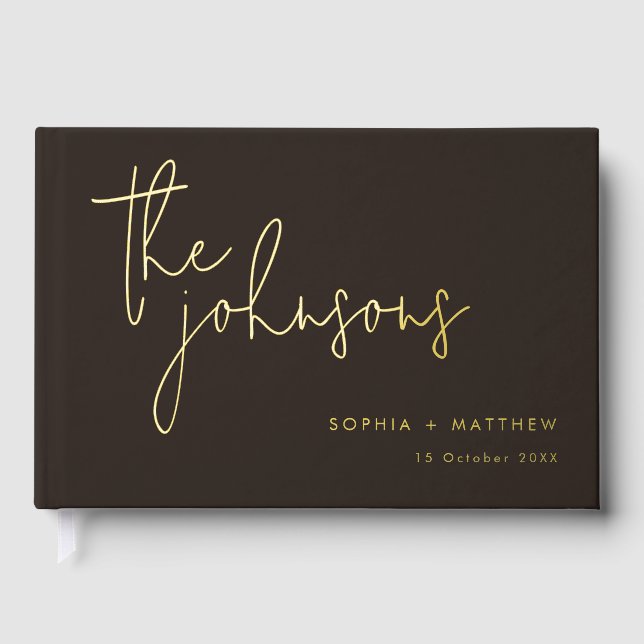 D'or Script Custom Names Mariage Foil Livre d'invité (Recto)