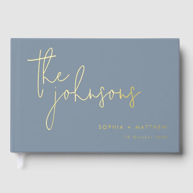 D'or Script Custom Names Mariage Foil Livre d'invité (Recto)