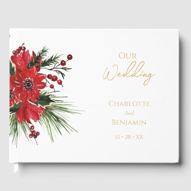 D'or Simple classique Mariage de Noël Livre d'invité (Recto)