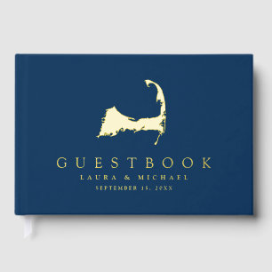 D'or Simple Gold Foil Cape Cod Map Mariage livre d'hôte