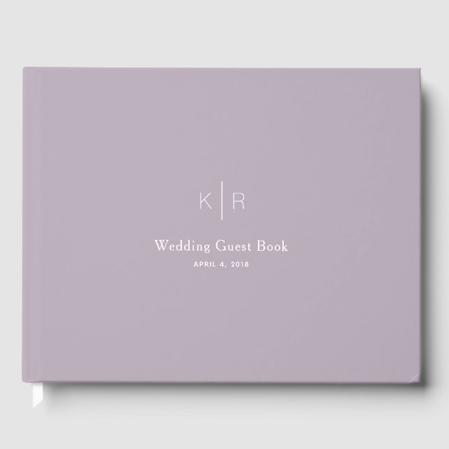 D'or Simple moderne Dusty Lilac Mariage livre d'hôtes (Recto)