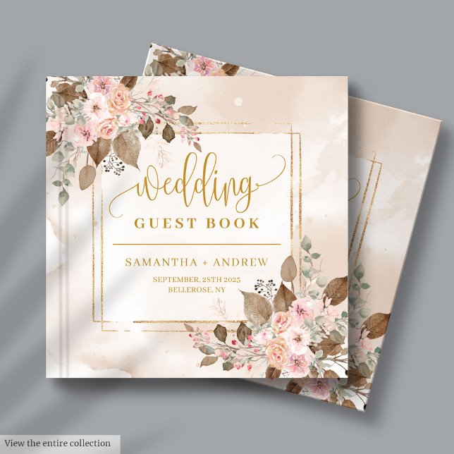 D'or Soft Pastel & Gold Boho Automne Mariage Livre d'hô (Soft Pastel & Gold Boho Autumn Wedding Guest Book)