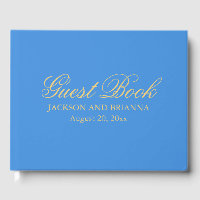 Summer Blue & Gold Livre d'invité Mariage personna