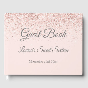 D'or Sweet 16 Livre d'hôtes Rose Gold & Blush Pink Part