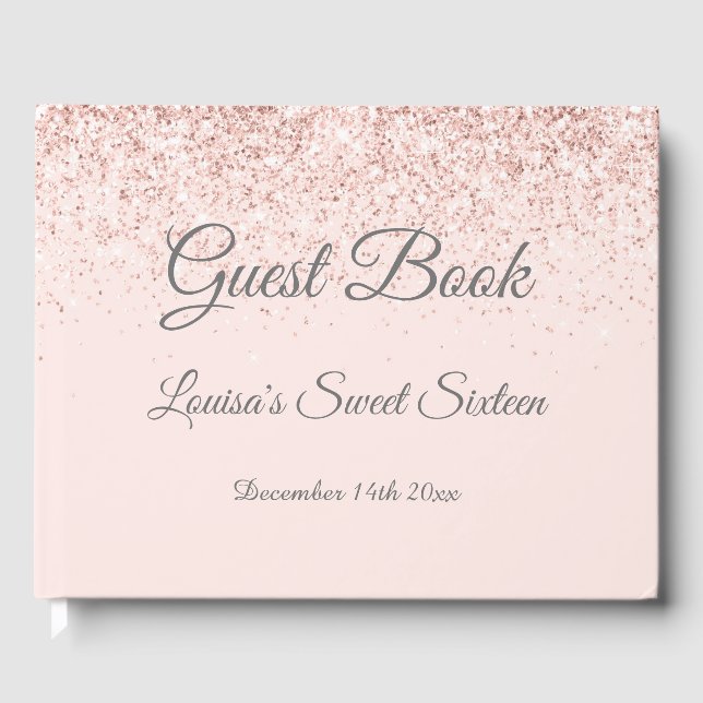 D'or Sweet 16 Livre d'hôtes Rose Gold & Blush Pink Part (Recto)