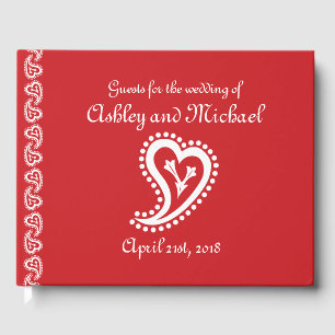 D'or Sweet Paisley Hearts dans Cherry Livre d'invité