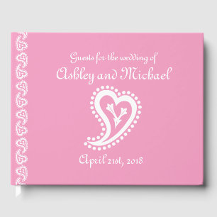 D'or Sweet Paisley Hearts dans Petal rose livre d'invit