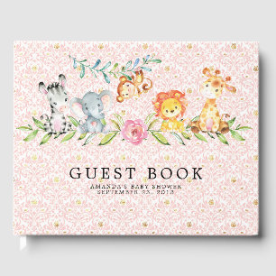 D'or Sweet Safari Animaux Baby shower Livre d'invité