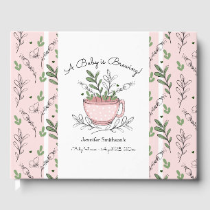 D'or Tea Cup Tea Party Baby shower Livre d'invité