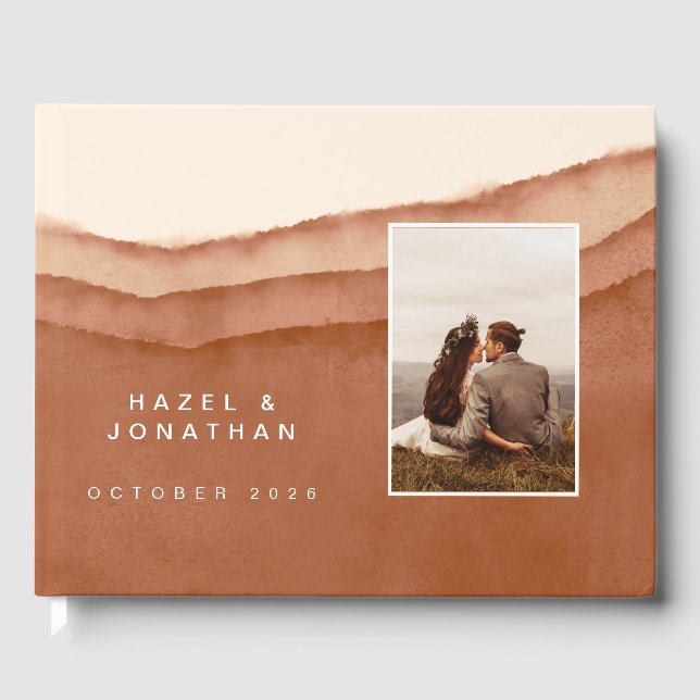 D'or Terracotta Ombre | Livre d'invité Mariage (Recto)