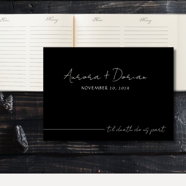 D'or Til Death Black Elegant Wedding Livre d'invités (Créateur téléchargé)