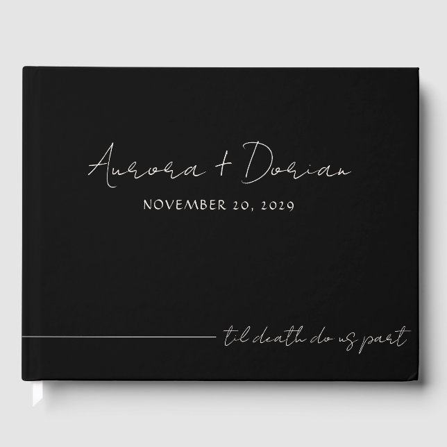 D'or Til Death Minimal Black Mariage Livre d'invité (Recto)