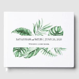 D'or Tropical Greenery Palm Mariage Livre d'invité