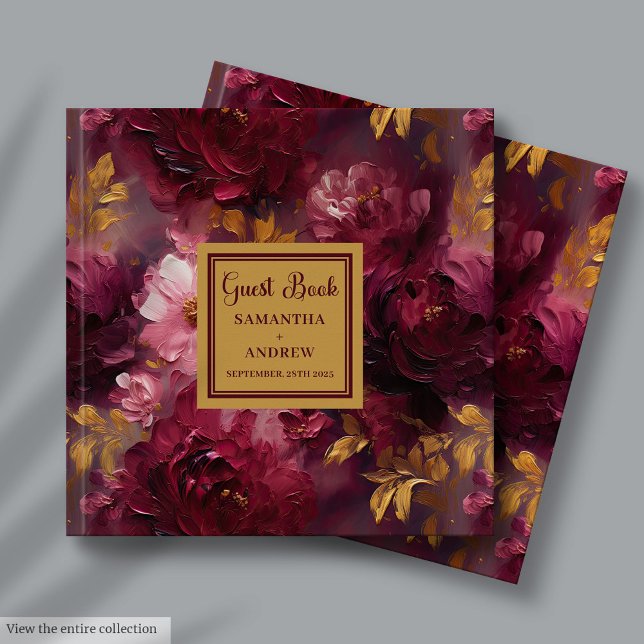 D'or Unique Blush Burgundy Gold Boho Mariage Livre d'hô (Unique Blush Burgundy Gold Boho Wedding Guest Book)