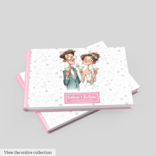 D'or Unique Funny Quirky Couple Mariage Livre d'invité