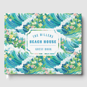 D'or Vagues tropicales de Preppy Livre d'invité de Be