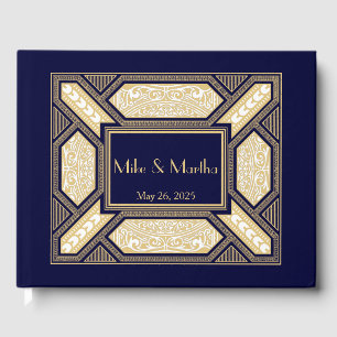 D'or Vintage Great Gatsby Art Déco Mariage Livre d'hôte