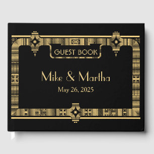 D'or Vintage Great Gatsby Art Déco Mariage Livre d'hôte