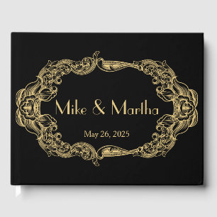 D'or Vintage Great Gatsby Art Déco Mariage Livre d'hôte