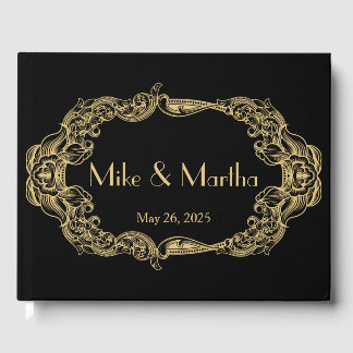 D'or Vintage Great Gatsby Art Déco Mariage Livre d'hôte