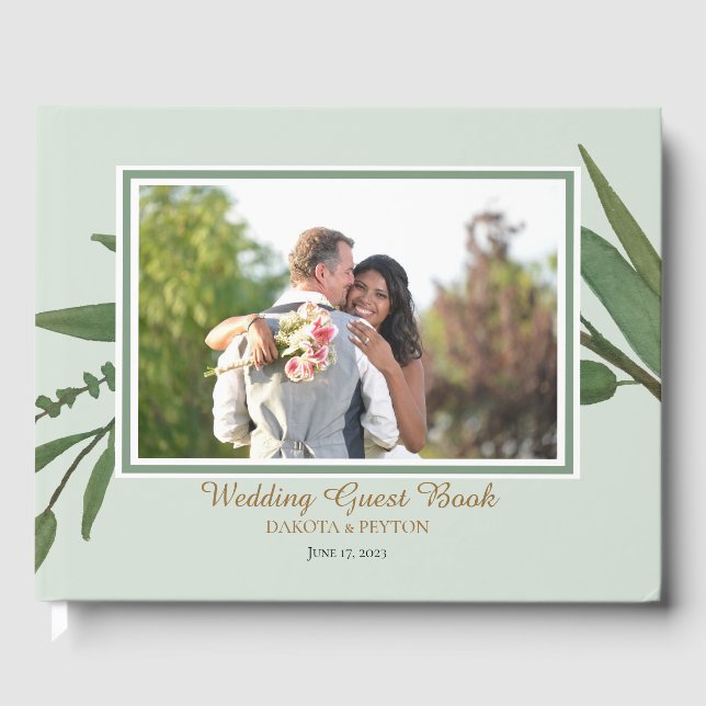 D'or Watercolor Feuille 07b Livre d'invité Mariage (Recto)