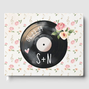 D'or Watercolor Floral Vinyl Record Mariage Livre d'inv