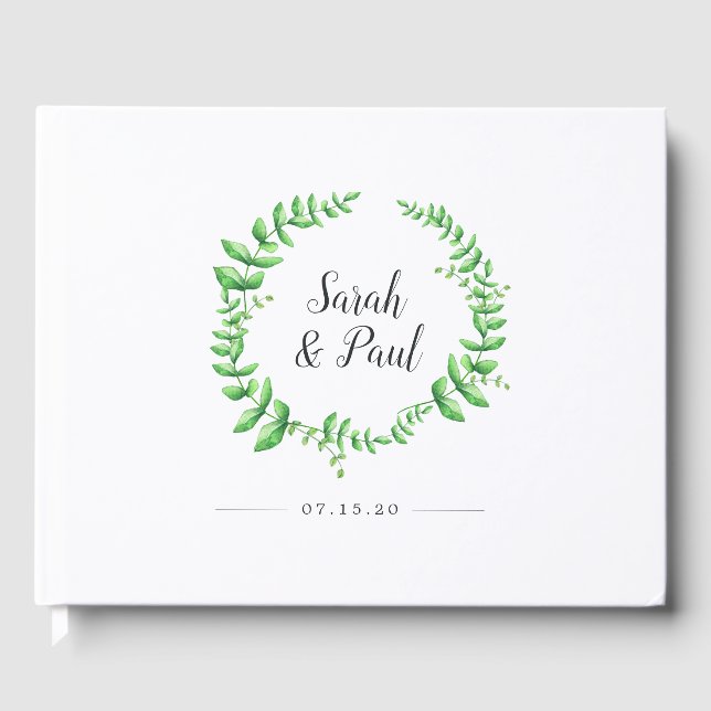 D'or Watercolor Foliage Mariage Livre d'invité (Recto)