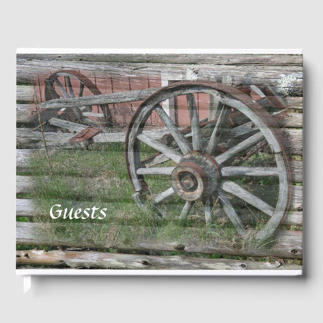 D'or Western Style Rustic Wagon Wheel livre d'hôtes (Recto)