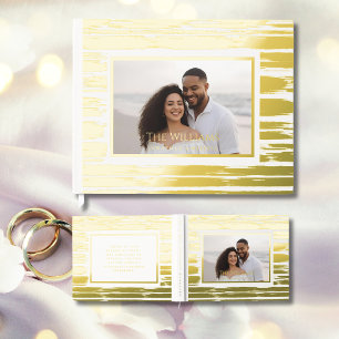 D'or White Brushstrokies Foil Mariage Plage du livre d'