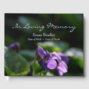 D'or Wild Violets Floral Photo Memorial Livre d'invité