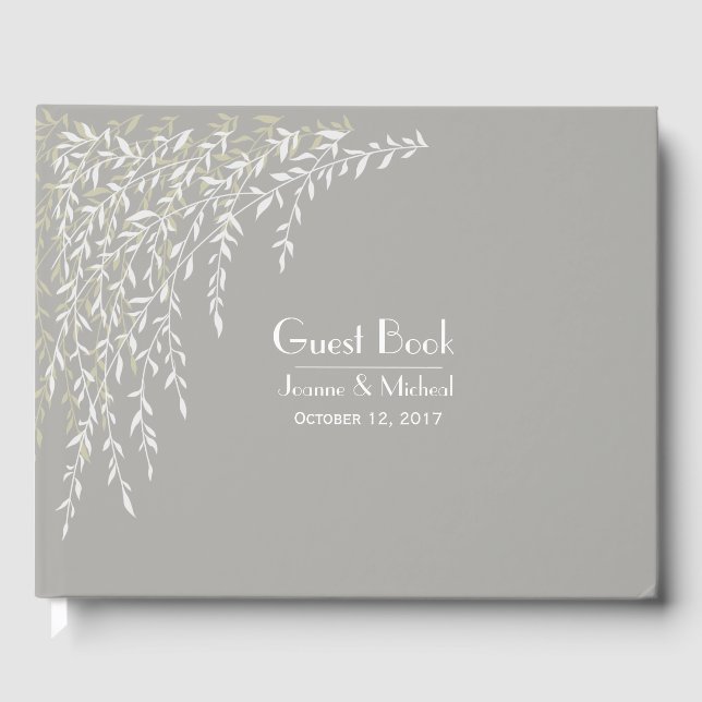 D'or Willow Branches Taupe Mariage Livre d'invité (Recto)