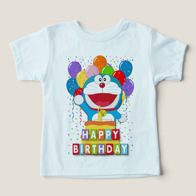 Doraemon avec gâteau et sculpture de ballons (Design Recto)
