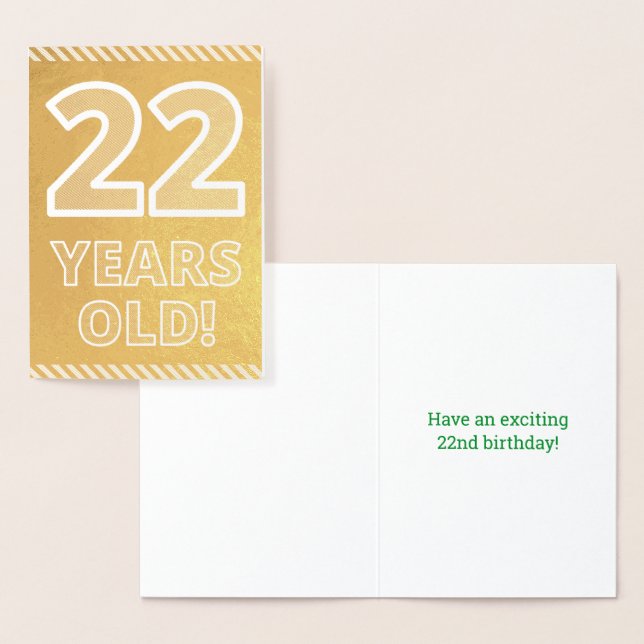 Dorée 22e anniversaire : Audacieux "22 ans !" Carte Gold (Affichage)