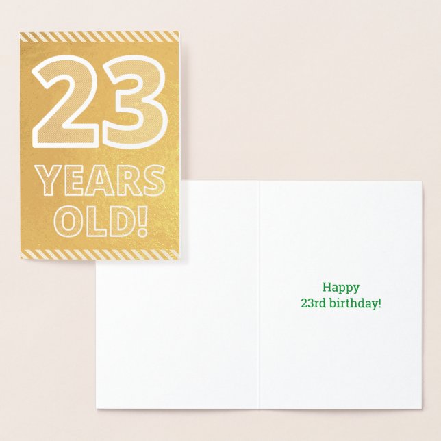 Dorée 23ème anniversaire : Gras "23 ans !" Carte Gold Fo (Affichage)