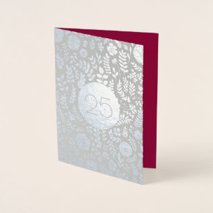 Dorée 25e anniversaire d'argent Véritable carte de voeux